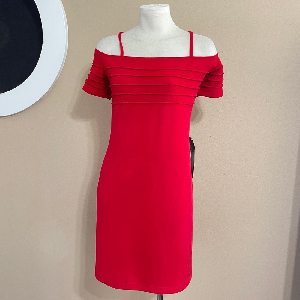 Vintage Hugo Buscati Red Off Shoulder Bodycon Dress NWT Size Large